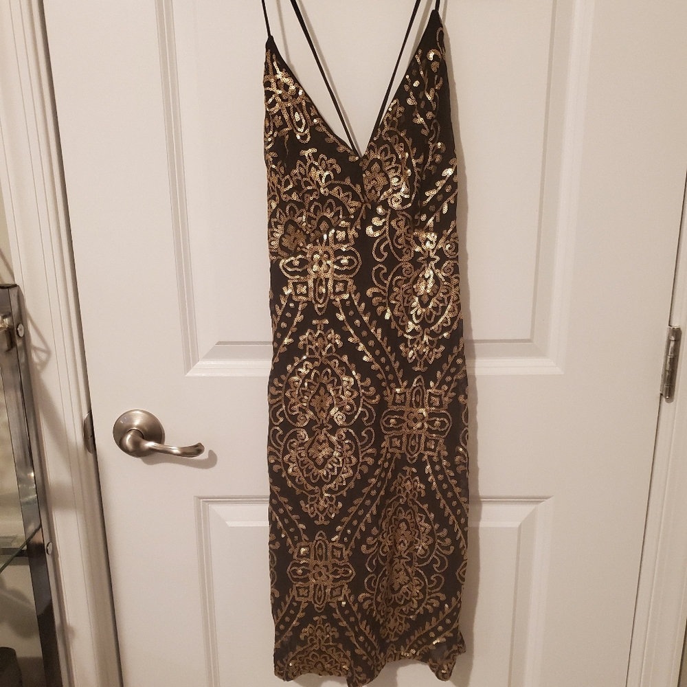 Strappy Gold and Black Dress